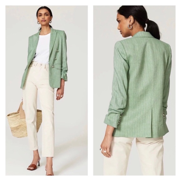 Veronica Beard Jackets & Blazers - VERONICA BEARD Sage Green Beacon Herringbone Linen Dickey Blazer Size 8